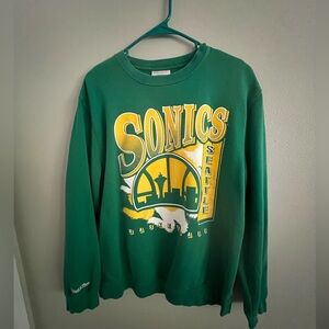 Vintage Style Seattle SuperSonics Mitchell & Ness Green Yellow Crewneck Sweater